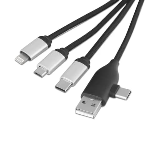 promosyon çok fonksiyonlu kablo yakın çekimi, USB-C ve mikro USB bağlantı uçları