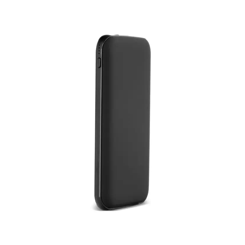 Siyah promosyon powerbank, yan kenarda dört LED gösterge ve tuş