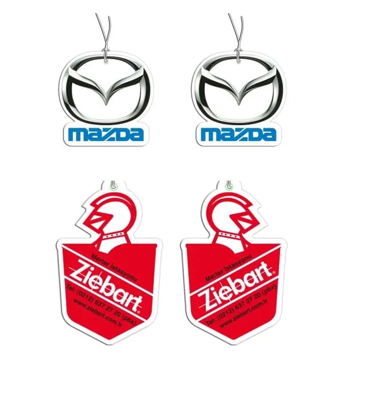 Mazda ve Ziebart oto kokusu, parlak renkli, hafif plastik malzeme. - Promosyonbank