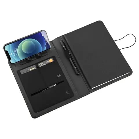 Promosyon 5000 mAh kapasiteye sahip MagSafe özellikli organizer powerbank ve A5 not defteri kombinasyonu
