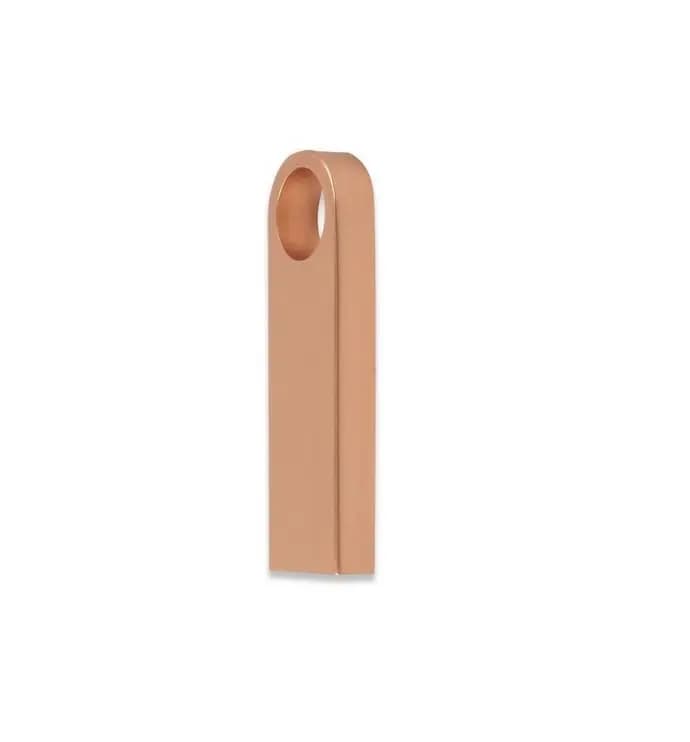 promosyon bakır metal USB bellek, dikey ince gövde ve oval askı deliği