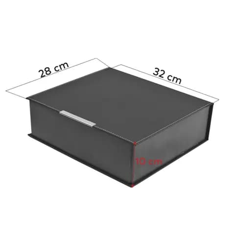 Promosyon 32x28,5x10 cm boyutlarında logolu suni deri set kutusu, kurumsal hediyelik organizasyon için