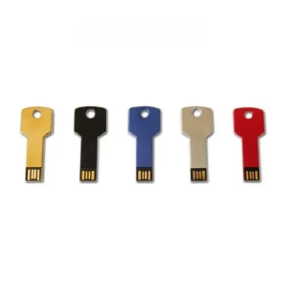 promosyon beş adet anahtar şeklinde USB bellek, altın siyah mavi gümüş ve kırmızı