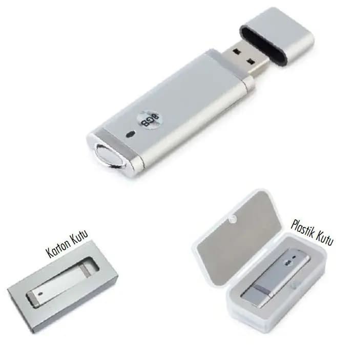 Şık beyaz promosyon USB bellek, metal detaylı, plastik kutuda. - Promosyonbank - görsel 5