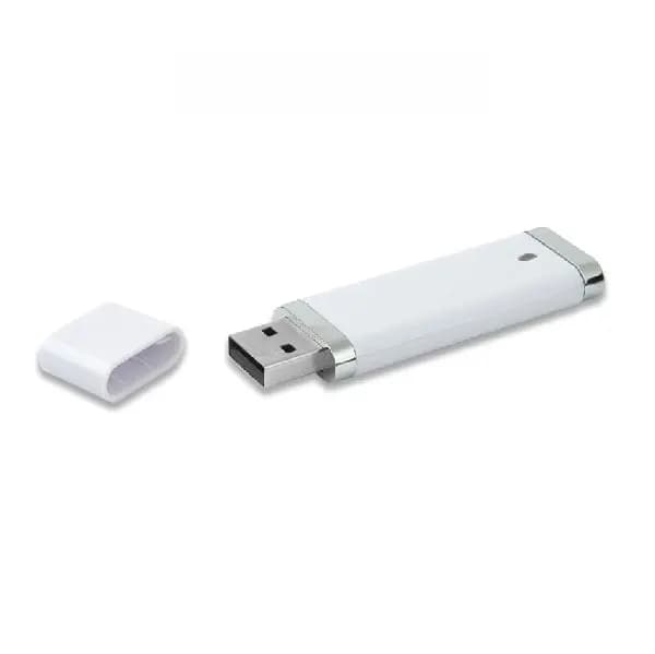 Şık beyaz promosyon USB bellek, metal detaylı, plastik kutuda. - Promosyonbank - görsel 3
