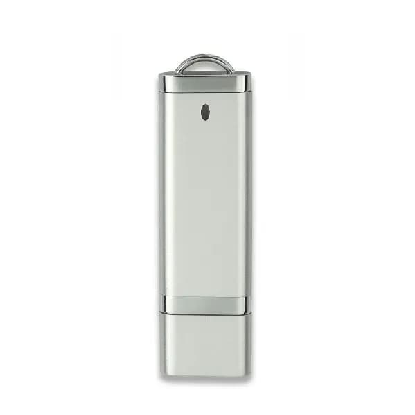 Şık beyaz promosyon USB bellek, metal detaylı, plastik kutuda. - Promosyonbank - görsel 2