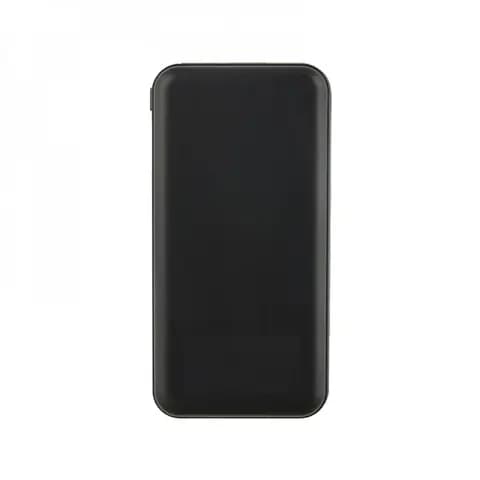 Promosyon dikdörtgen siyah powerbank, boş ön yüzüyle stüdyo çekimi
