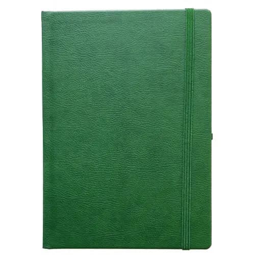 promosyon yeşil dokulu defter kapağı, sağda lastik bant, tek adet, baskısız, beyaz zemin