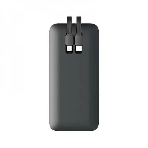 Promosyon ince powerbank, üst kısmındaki iki kısa dahili kablo ucuyla