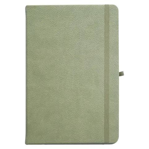 promosyon adaçayı yeşili suni deri kapaklı lastikli defter, yanda küçük kalem halkası