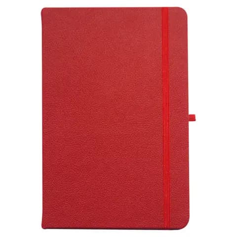 promosyon kırmızı suni deri kapaklı lastikli defter, dikiş detaylı kenar, beyaz fon