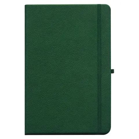 promosyon koyu yeşil suni deri kapaklı lastikli defter, koyu yeşil lastik, beyaz fon