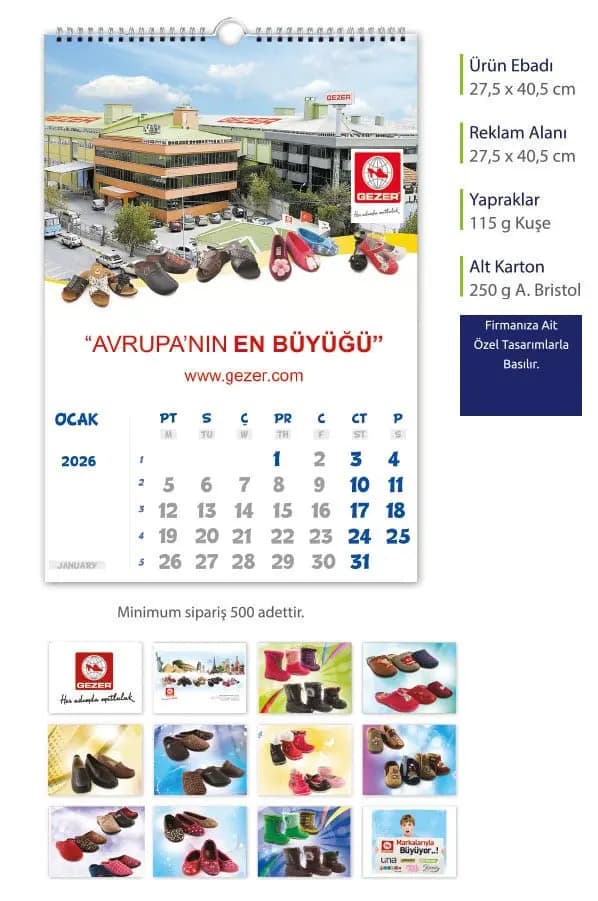 Promosyon gemici takvimi, renkli, kuşe kağıt, 2026 yılı için tasarlandı. - Promosyonbank