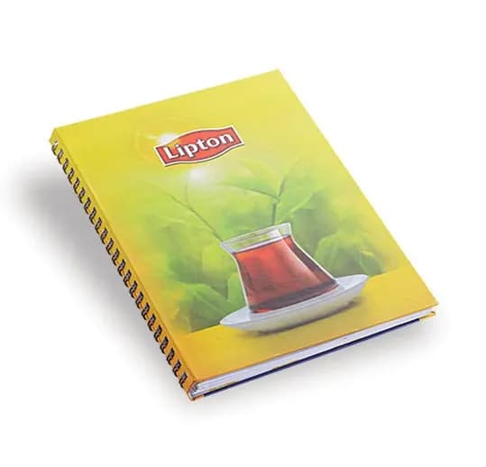 Lipton promosyon not defteri, sarı kapak, spiral cilt, kaliteli kağıt. - Promosyonbank