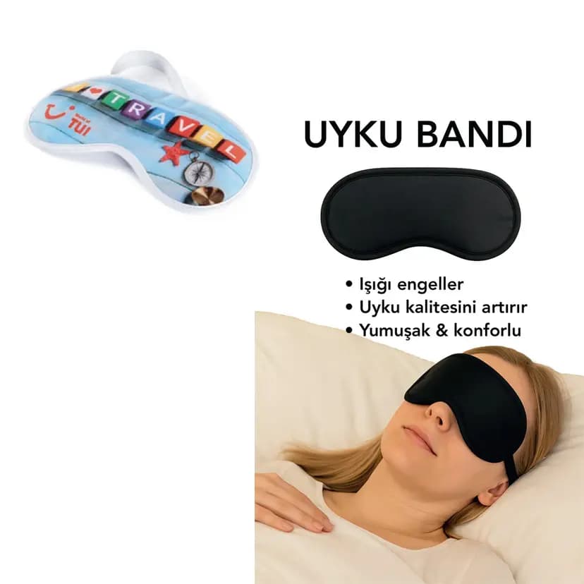 Promosyon yumuşak uyku bandı, ışık engelleyici, seyahat için konfor