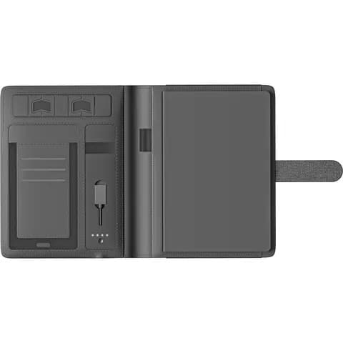 Şık gri ajanda ve powerbank, dokulu kumaş ve modern tasarım. - Promosyonbank - görsel 2