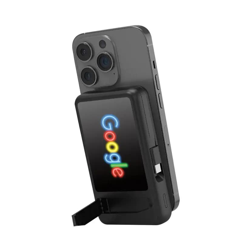 Promosyon manyetik powerbank telefon arkasına takılı, katlanır ayaklı stand olarak