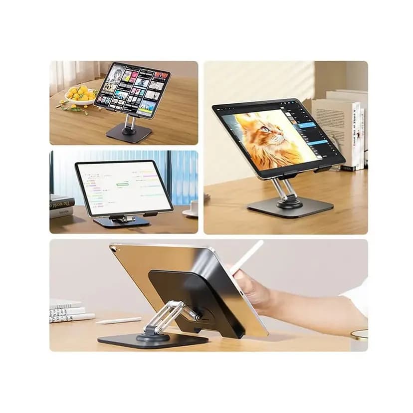Siyah metal telefon standı, ayarlanabilir, modern tasarım. - Promosyonbank - görsel 2