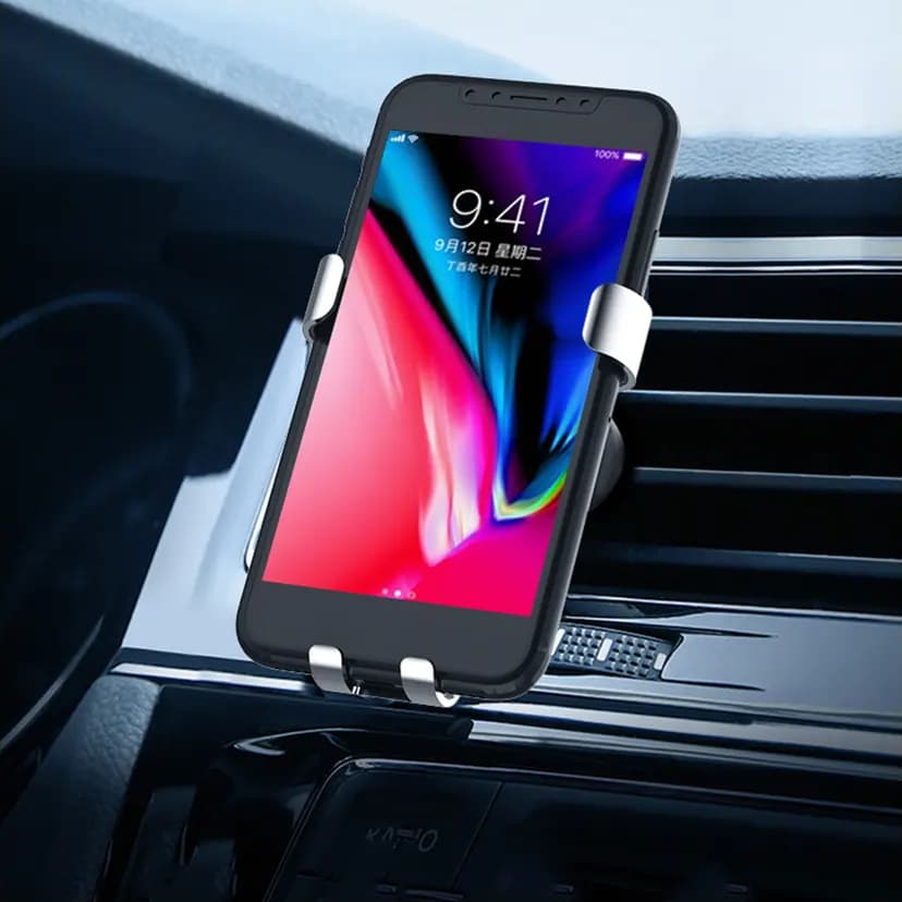 Şık siyah ve krom malzemeden üretilmiş telefon tutucu, dayanıklı ve modern. - Promosyonbank - görsel 3