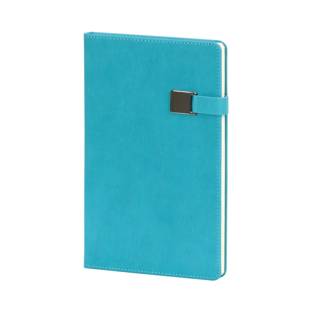 Promosyon turuncu kapaklı defter, kısa lastik ve kare metal toka
