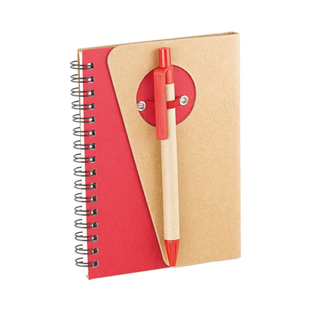 Promosyon kraft spiralli defter, kalem tutucu ve krem kağıt