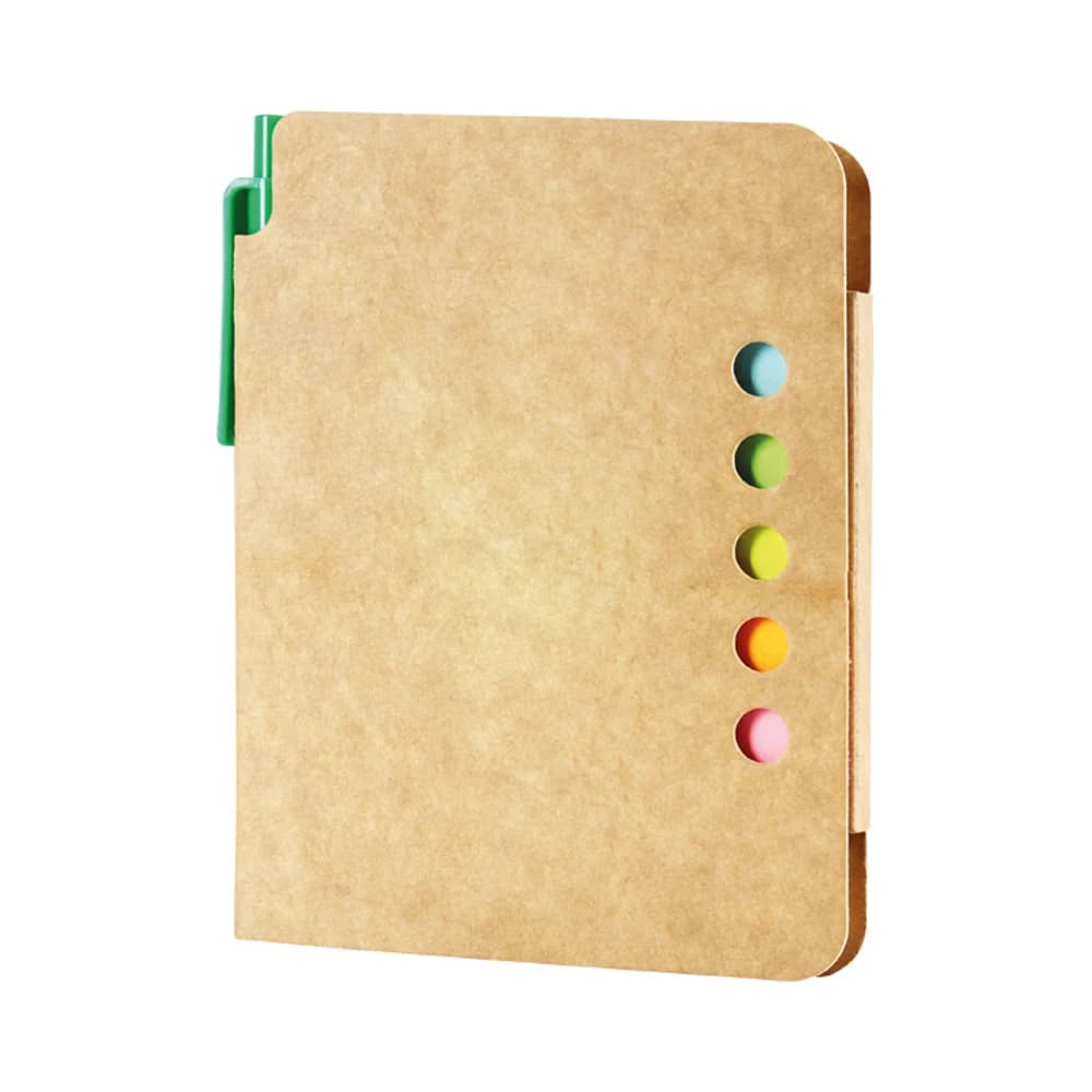 Promosyon kraft defter, kalem tutucu ve renkli yapışkanlı işaretler