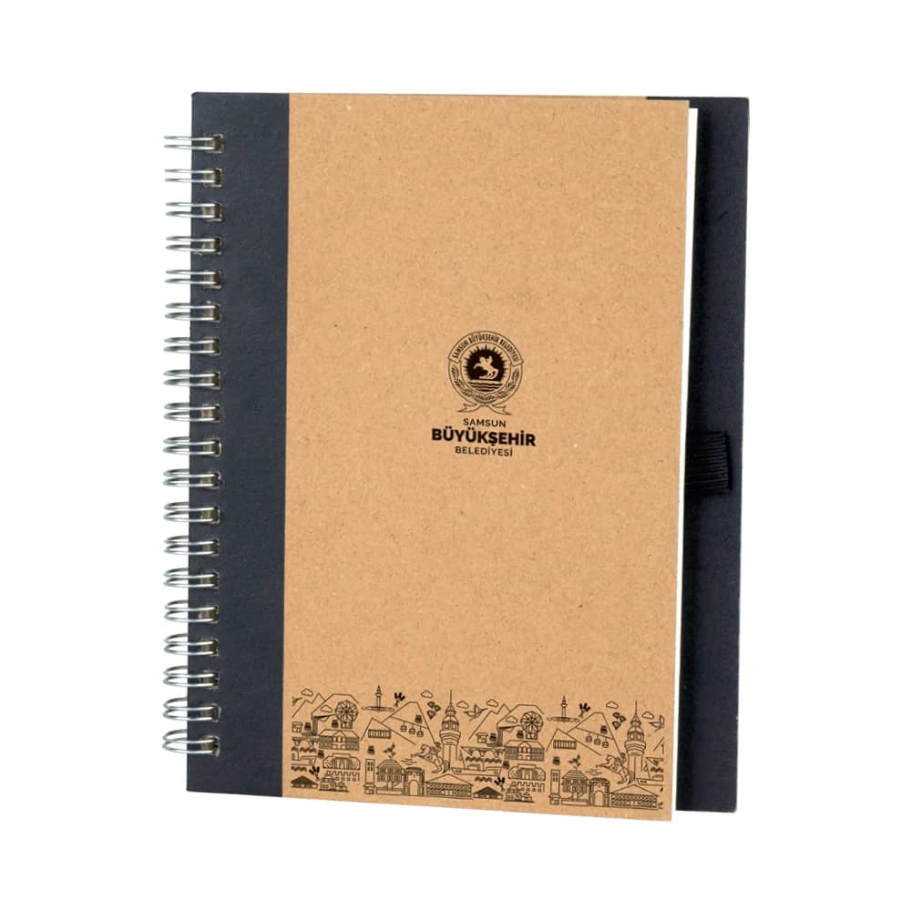 Promosyon kraft spiralli defter, mukavva kapak ve ivory iç kağıt