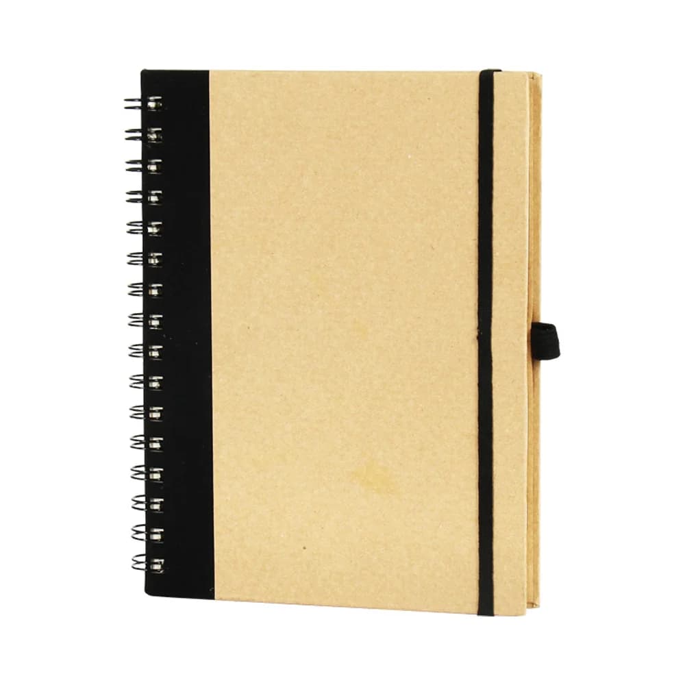 Promosyon kraft spiralli ve lastikli defter, dikdörtgen gövde