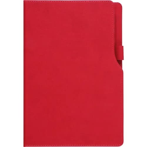 Promosyon kırmızı dokulu L kapak ekonomik defter, düz kapak