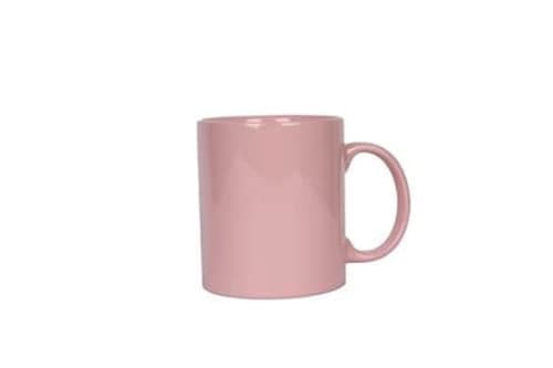 Pembe promosyon porselen kupanın sağ kulplu yan görünümü, baskısız