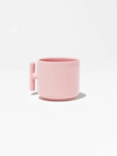 Pastel pembe promosyon porselen latte fincanının önden baskısız görünümü