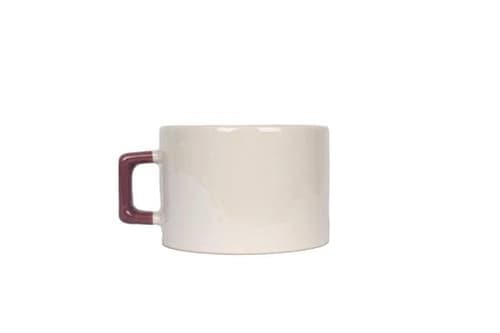 Krem promosyon Nescafe fincanı; bordo kulpu solda, baskısız yan çekim