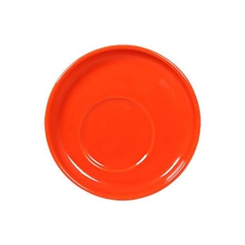 Kahve fincanı takımının turuncu parlak promosyon tabağı, halkalı desen