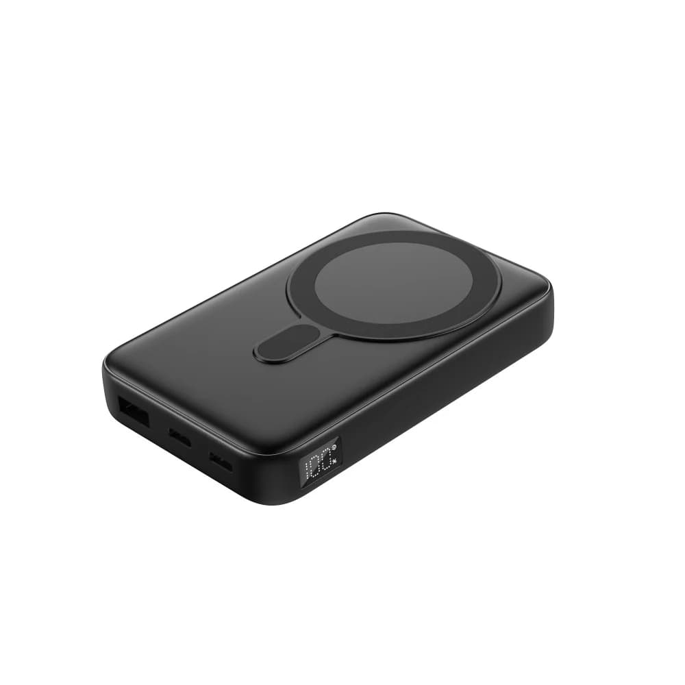 Promosyon powerbank 10000 mAh, ışıklı logo alanı ve arkada manyetik şarj halkası