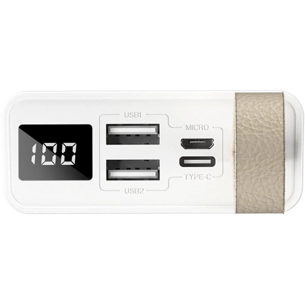 Üst yüzde yüzde 100 göstergesi, USB1/2, Micro ve Type-C girişleri, kayış.
