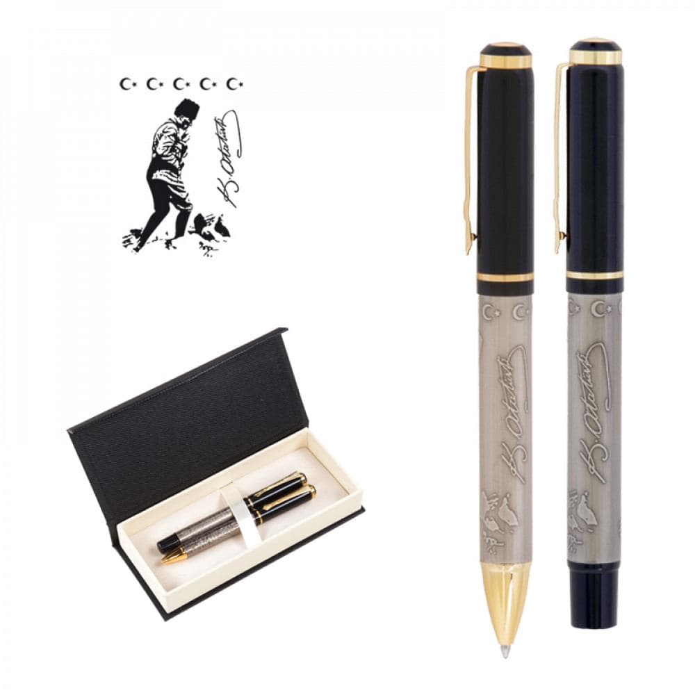 Kabartma Figürlü Metal Roller Tükenmez Kalem Seti - ym661-RT - 8