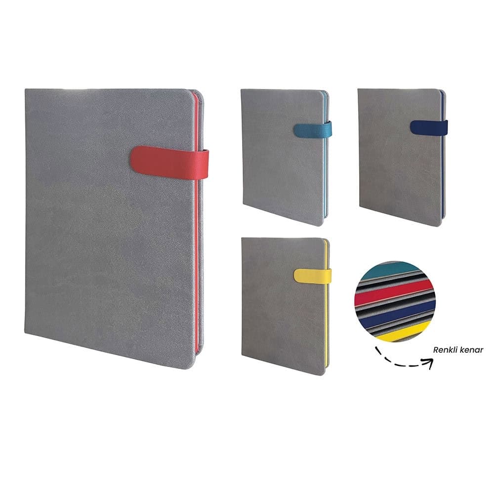 Termo Deri Kenarları Boyalı Mıknatıslı Defter - 15 X 21 Cm - p6565