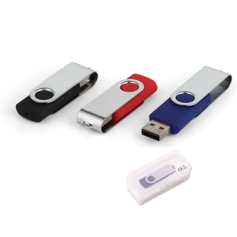 64 Gb depolama kapasitesine sahip döner kapaklı alüminyum gövde USB bellek