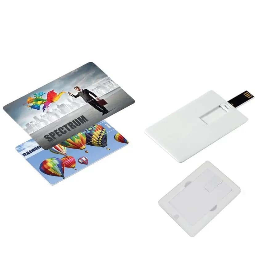 kartvizit görünümünde, farklı malzeme seçeneklerine sahip 16 Gb USB bellek