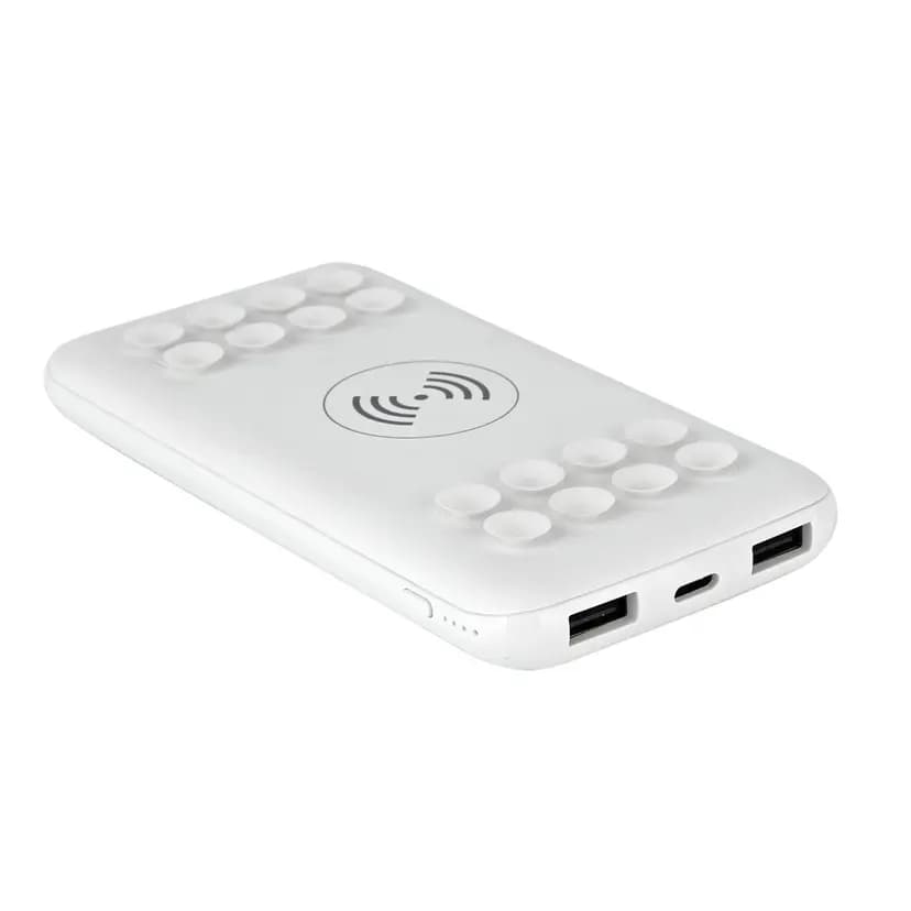 Promosyon powerbank 10.000 Mah, kompakt boyutta, 2 Usb çıkışına sahip, kablosuz şarj özellikli taşınabilir şarj cihazı