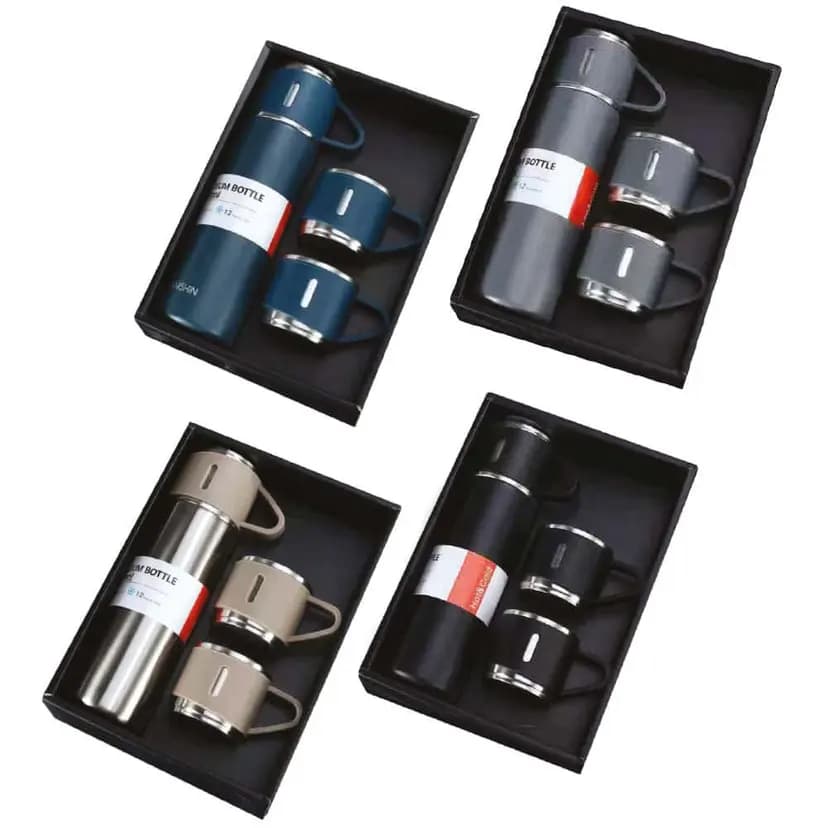 Şık tasarıma sahip beyaz renkli promosyon termos 500 ml 3'lü set