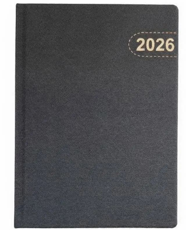2026 yılına özel, siyah, dokulu promosyon ajanda ürünü. - Promosyonbank