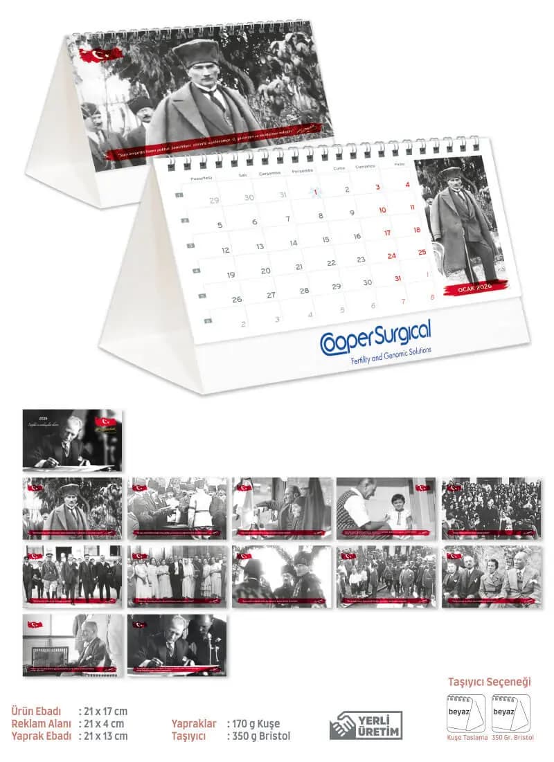 Promosyon piramit takvim, beyaz bristol, 21x17 cm, şık tasarım. - Promosyonbank