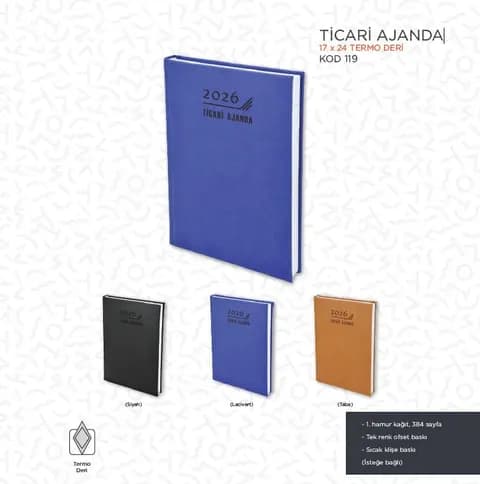 2027 ticari ajanda, sert kapağa sahip, gün planlaması için ideal organizasyon aracı
