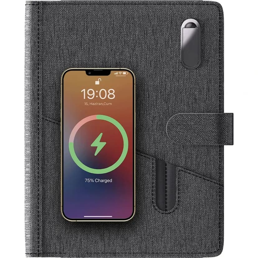 Siyah renkli şık promosyon powerbank organizer 6.500 mAh