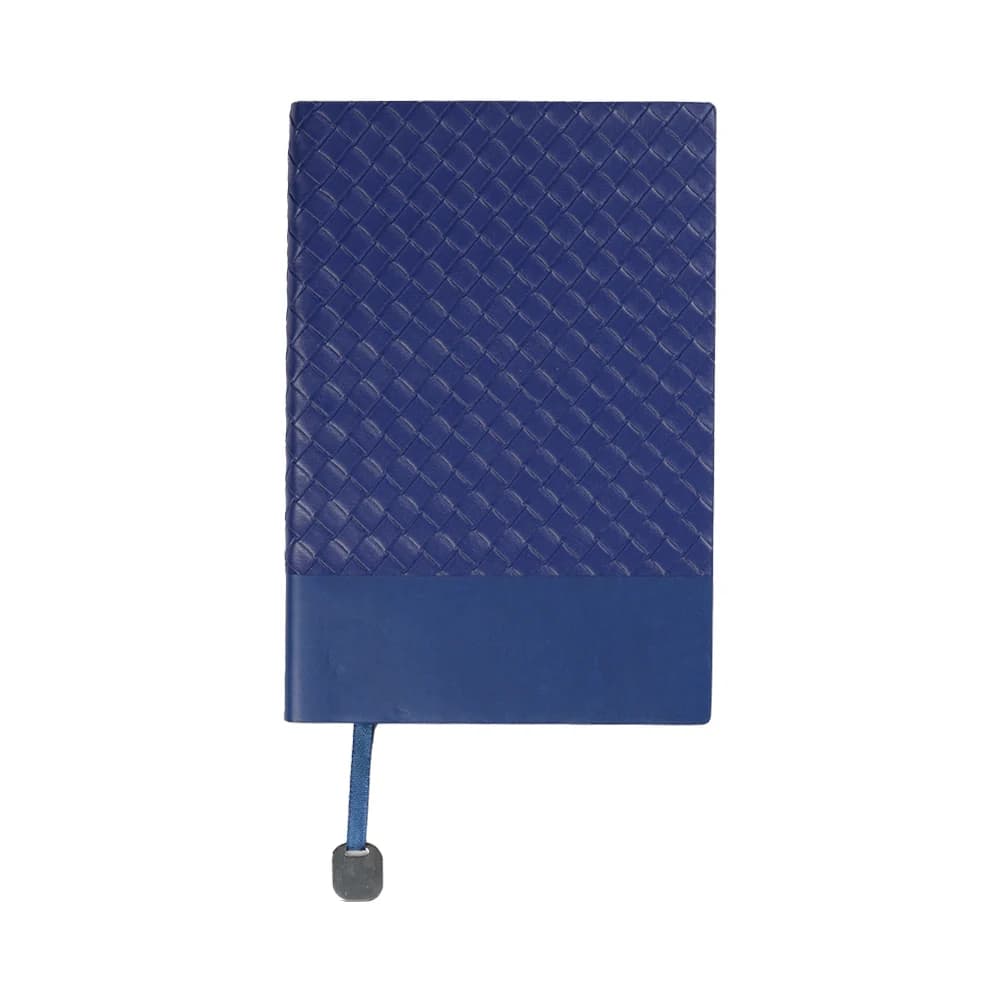 Promosyon mavi geometrik dokulu çizgili defter, alt bant ve ayraç