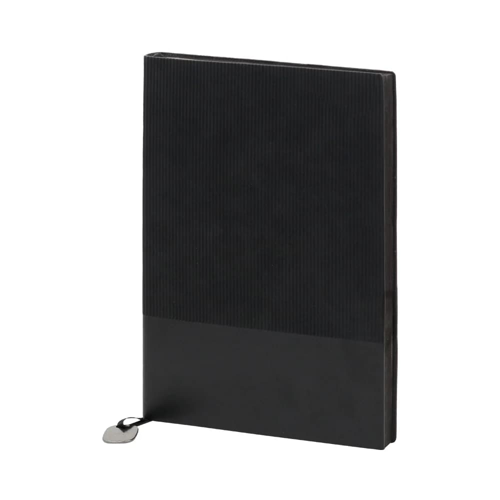 Promosyon siyah mat kapaklı kenarı boyalı defter, ince lastik ayraç