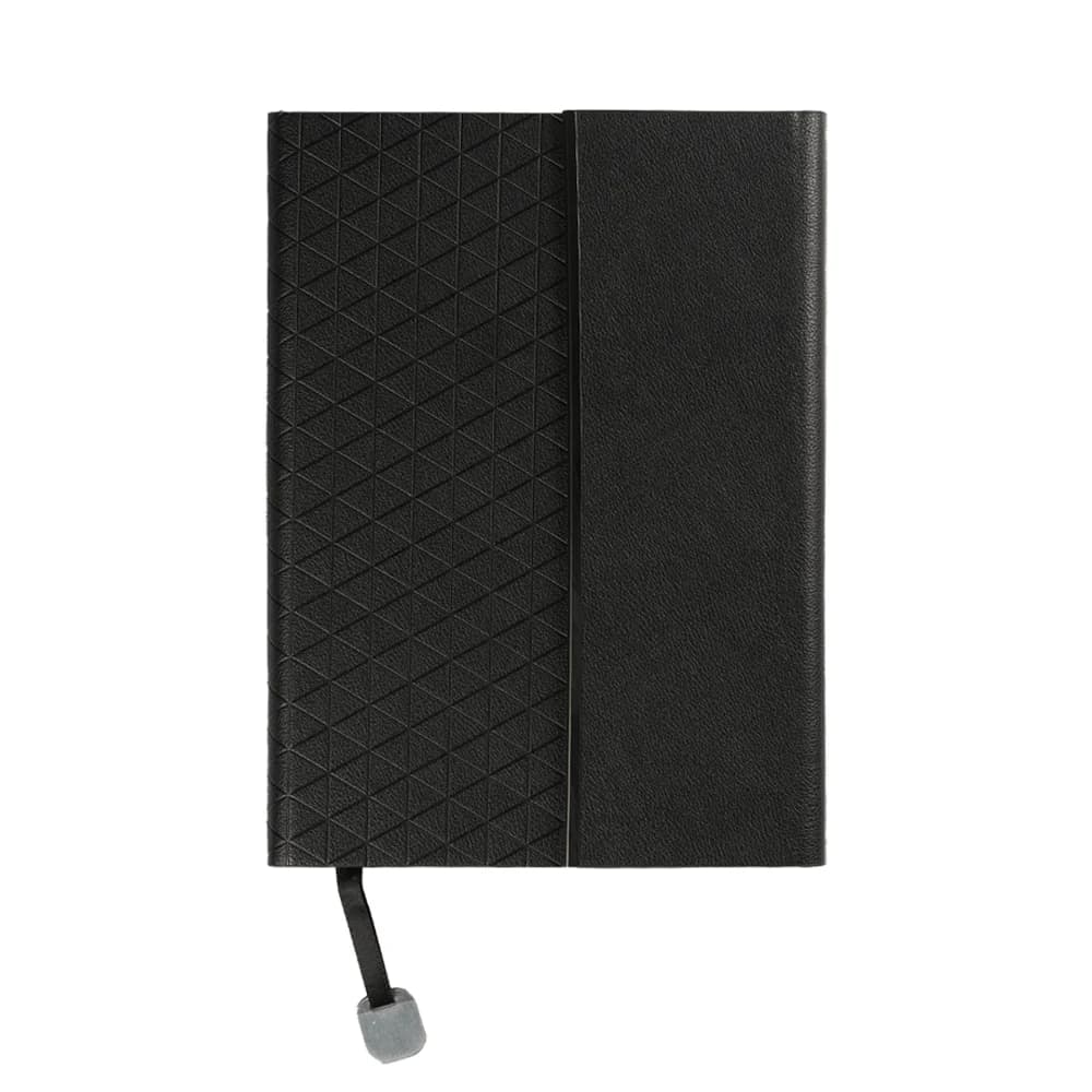 Promosyon siyah geometrik dokulu mıknatıslı defter, desenli panel