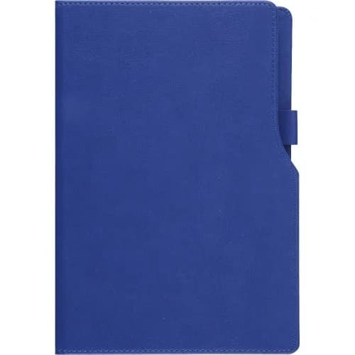 Promosyon mavi dokulu L kapak ekonomik defter, dikişli sert kapak