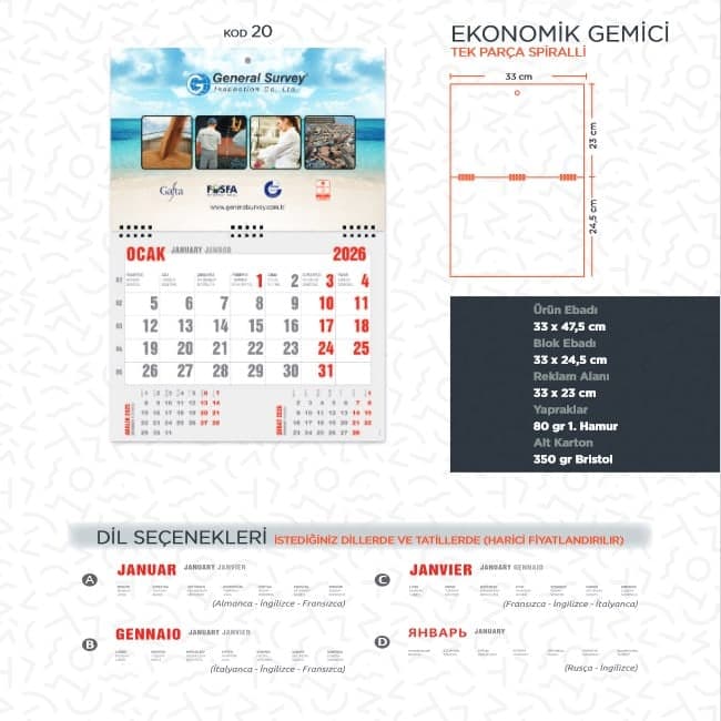 Ekonomik Gemici Takvimi - Kod:20